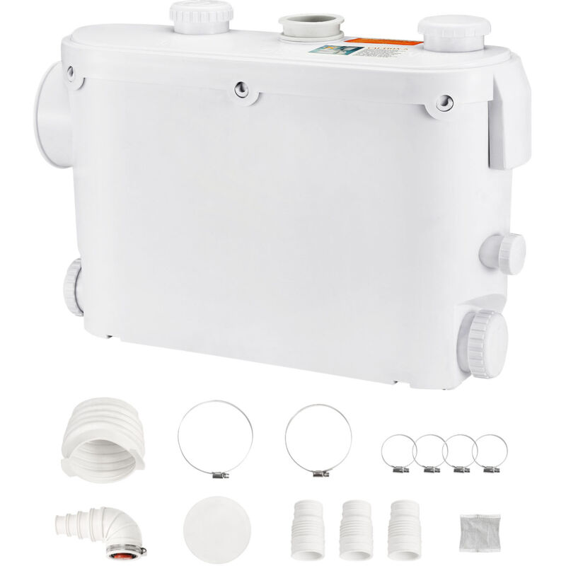 Mophorn Pompe de macération 500 W 6 600 l/h Débit 26,2 pi/8 m Tête Pompe de puisard d'égout avec 3 entrées d'eau pour toilettes Sous-sol Évier de