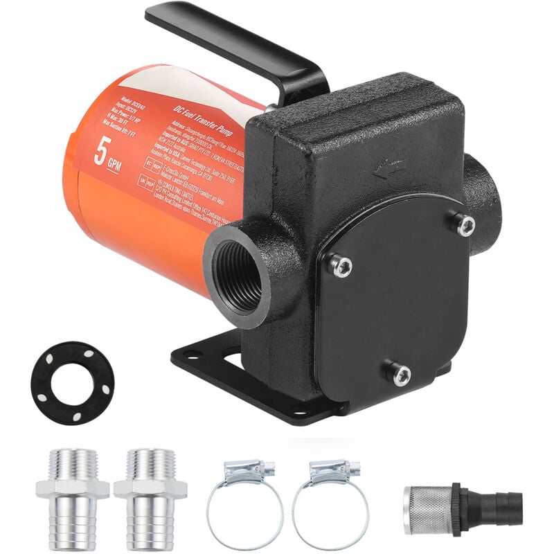 Pompe de transfert de carburant, 12 v cc 5 gpm 1/10 hp, pompe diesel électrique portable, buse d'arrêt automatique, long tuyau pour essence, diesel,