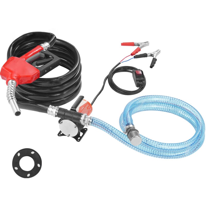 Mophorn - Pompe de transfert de carburant électrique 12V dc 8 gpm 1/6 hp avec long tuyau d'entrée et de sortie,buse de carburant à arrêt automatique
