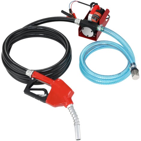 Mophorn Pompe de transfert de carburant, kit de pompe d'extraction de diesel électrique portable 12 V CC 10 GPM avec buse d'arrêt automatique, tuyau de distribution et d'aspiration