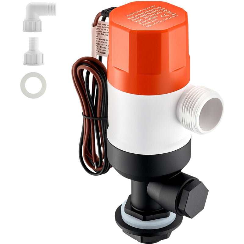 Pompe de vivier pour bateau – Pompe d'aération de vivier droite 12 v 500 gph avec double entrée, boîtier abs et moteur amovible, résistante à la