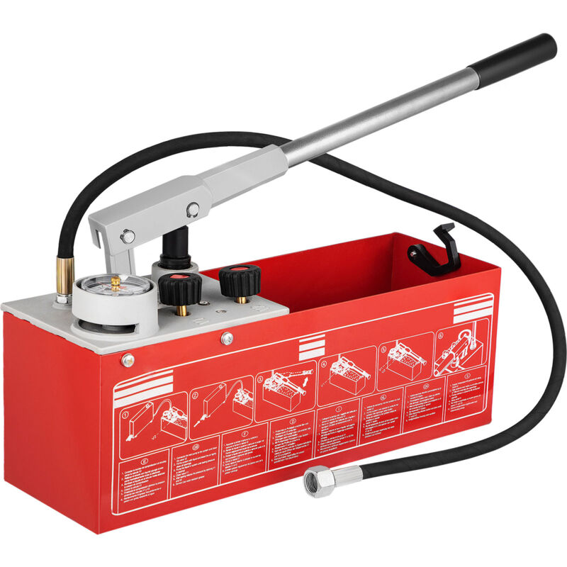 Pompe d'essai de pression hydrostatique,60 bars/860 psi, réservoir de 3,2 gallons, kit de testeur de pression d'eau manuel hydraulique avec manomètre