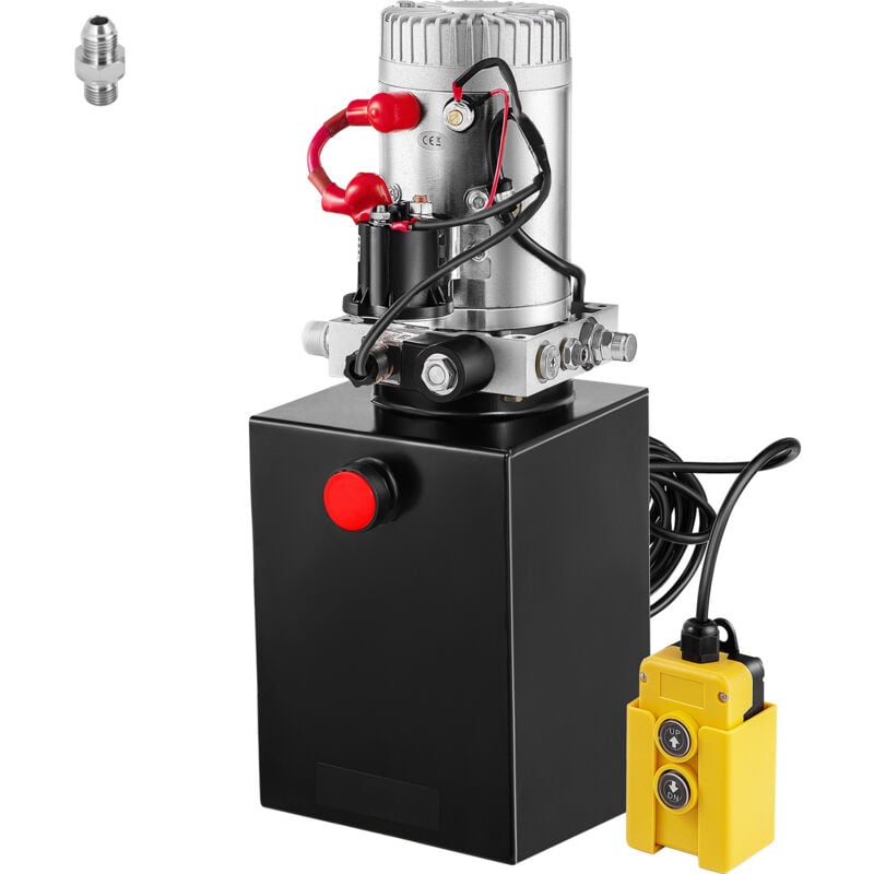 Pompe hydraulique 6L à simple effet DC12V Power Pack 6 Quart 3200 psi Max Pompe à main avec 6 ports - Mophorn