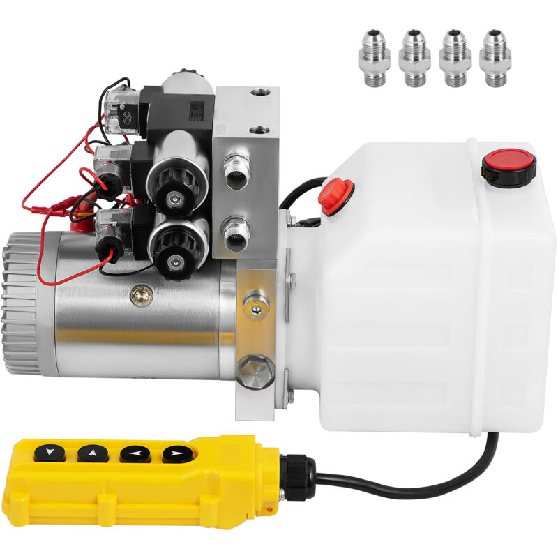 Mophorn - Pompe hydraulique , unité d'alimentation à double effet, 12 v cc, bloc d'alimentation hydraulique à double solénoïde, réservoir de 4,5 l,