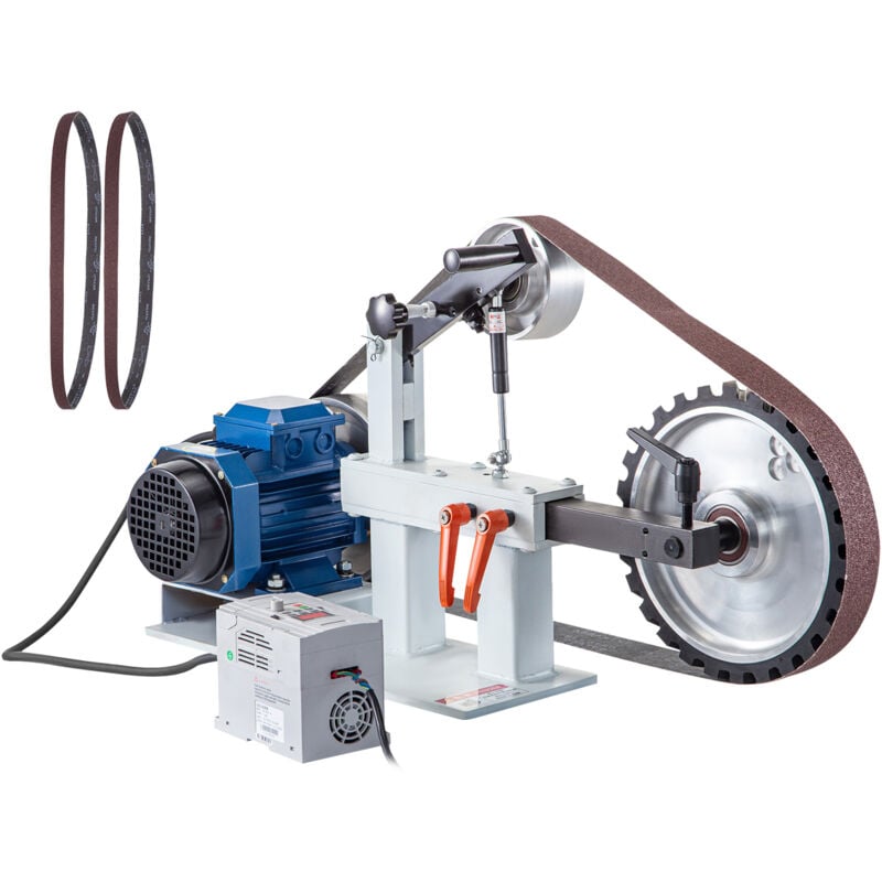 Ponceuse à bande et à disque 1500W, bande 2' x 82', disque en caoutchouc 16 1/4' x 12', 1 phase en 3 phases, pour l'atelier et le garage, noir