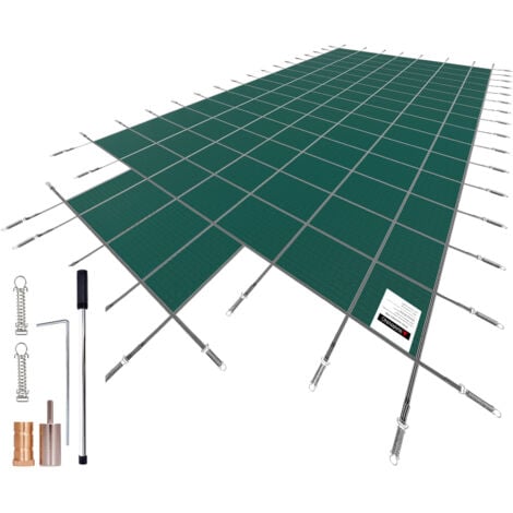 Mophorn Pool Safety Cover, Fits 20x40ft Rectangle Inground Pools, Mesh Solid Cover with 4x10ft Center End Step and Drainage Holes for Winter Safety, Green