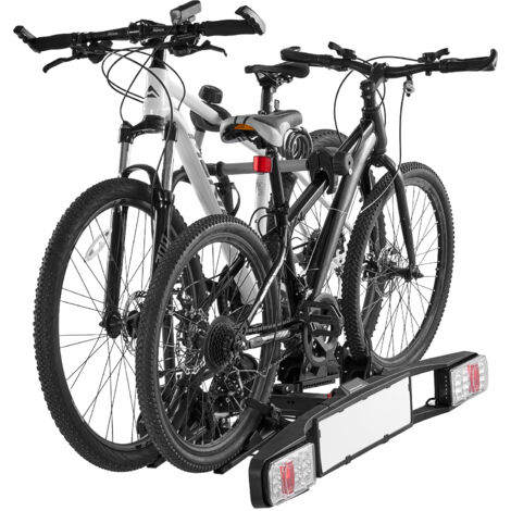 Mophorn Portabicicletas, portabicicletas plegable y bloqueable, se adapta a receptores de 5 cm, transporta 2 bicicletas con luz trasera, capacidad de 65 kg