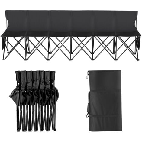Mophorn Portable Folding Bench, 6 Seats Foldable Sideline Bench, Outdoor Camping Bench Chair with Carry Bag & Backrest, Team Sport Sideline Bench for Football Fishing, No Assembly Instant Seating, Bla