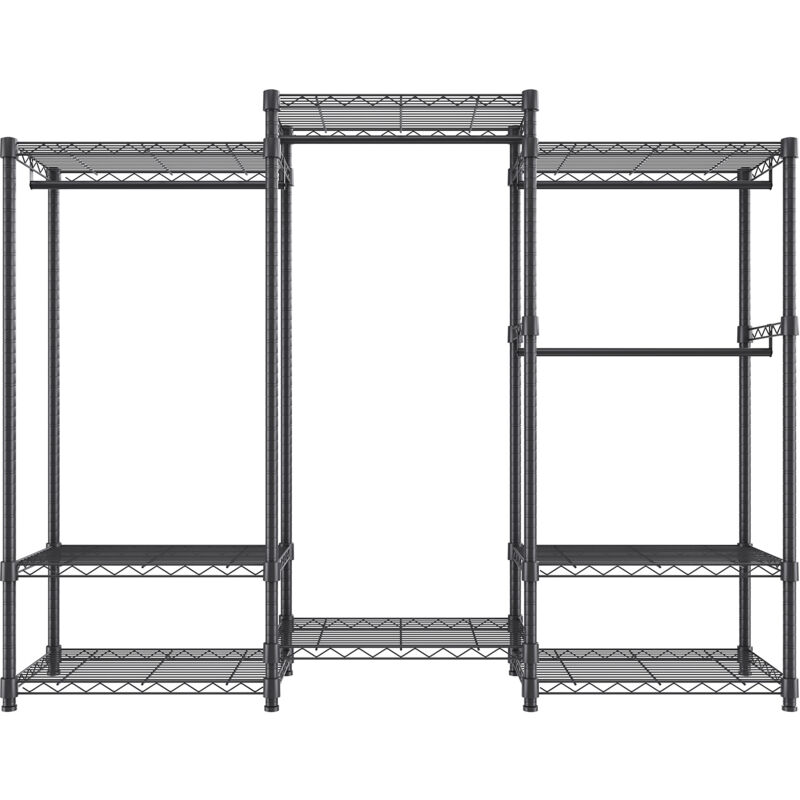 Portant à vêtements robuste d'une capacité de 800 lb, 4 tringles de suspension et 8 niveaux de rangement, porte-vêtements roulant. Support de placard