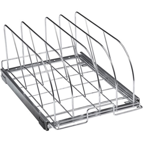Mophorn Portaoggetti Scorrevole per Pentole da Cucina con Coperchio Espandibile 31,8 x 53,3 x 22,4 cm, Porta Pentole Estraibile Sottolavello Divisori Regolabili, Porta Pentole Utensili da Cucina 20 kg