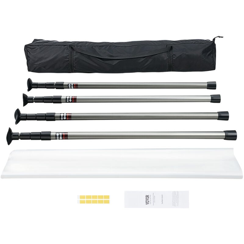 Vevor Porte Anti-Poussiere, Kit Barriere Anti-Poussiere avec 4 Poteaux Telescopiques de 366 cm, Sac de Transport et Film Plastique