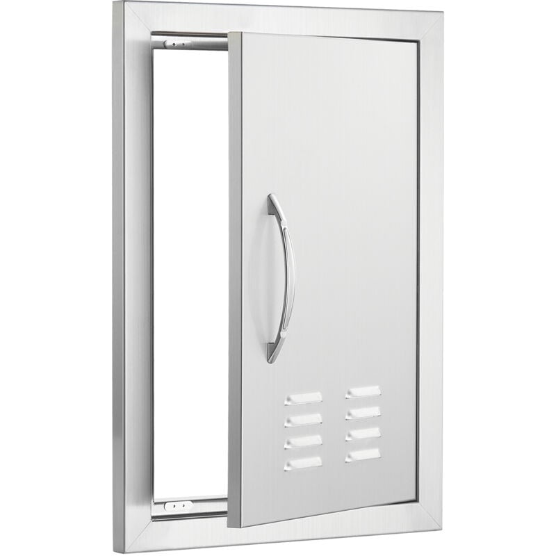 Porte d'accès pour barbecue , porte de cuisine extérieure simple 356 x 508 mm. Montage encastré en acier inoxydable. Porte murale verticale avec