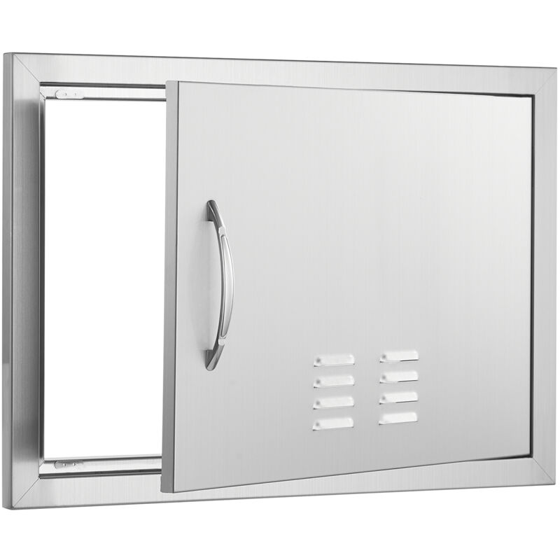 Porte d'accès pour barbecue , porte de cuisine extérieure simple 610 x 432 mm. Montage encastré en acier inoxydable. Porte murale verticale avec