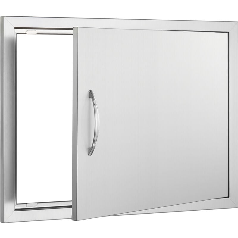 Porte d'accès pour barbecue , porte de cuisine extérieure simple 685 x 508 mm. Montage encastré en acier inoxydable. Mur vertical avec poignée pour