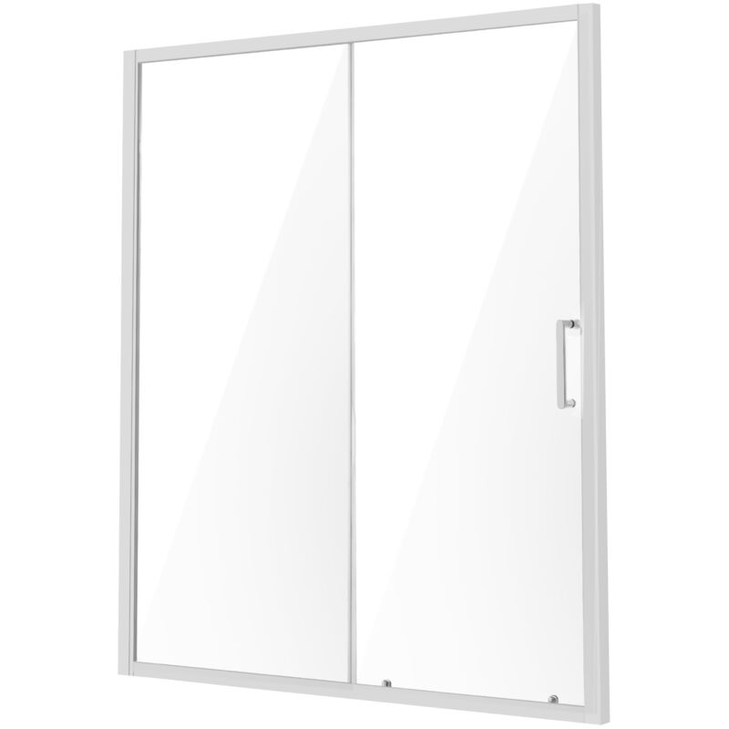 Porte de douche semi-sans cadre - 57,7 à 59 po de largeur x 70 po de hauteur, finition chromée avec verre trempé transparent de 1/4 po, étanche,