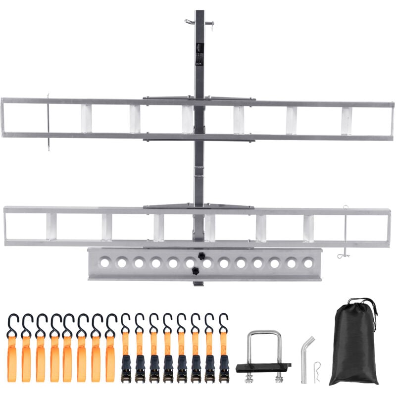 Mophorn Porte-moto en aluminium de 600 lb, support d'attelage pour 2 vélos avec rampe de chargement, transporteur de remorque pour scooter et moto