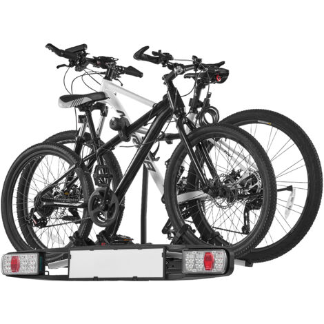 Mophorn Porte-vélos, attelage de 5 cm, porte-vélos pour 2 vélos avec capacité de charge de 65 kg, conception verrouillable pour vélos électriques, feu arrière inclus