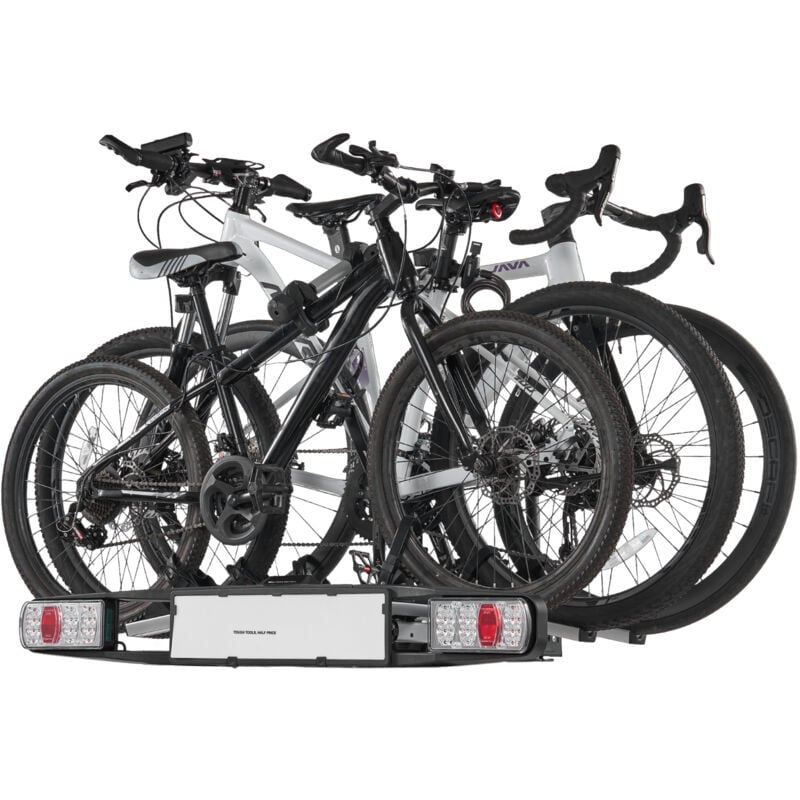 Porte-vélos, attelage de 5 cm, porte-vélos pour 3 vélos avec capacité de charge de 65 kg, conception verrouillable pour vélos électriques, feu