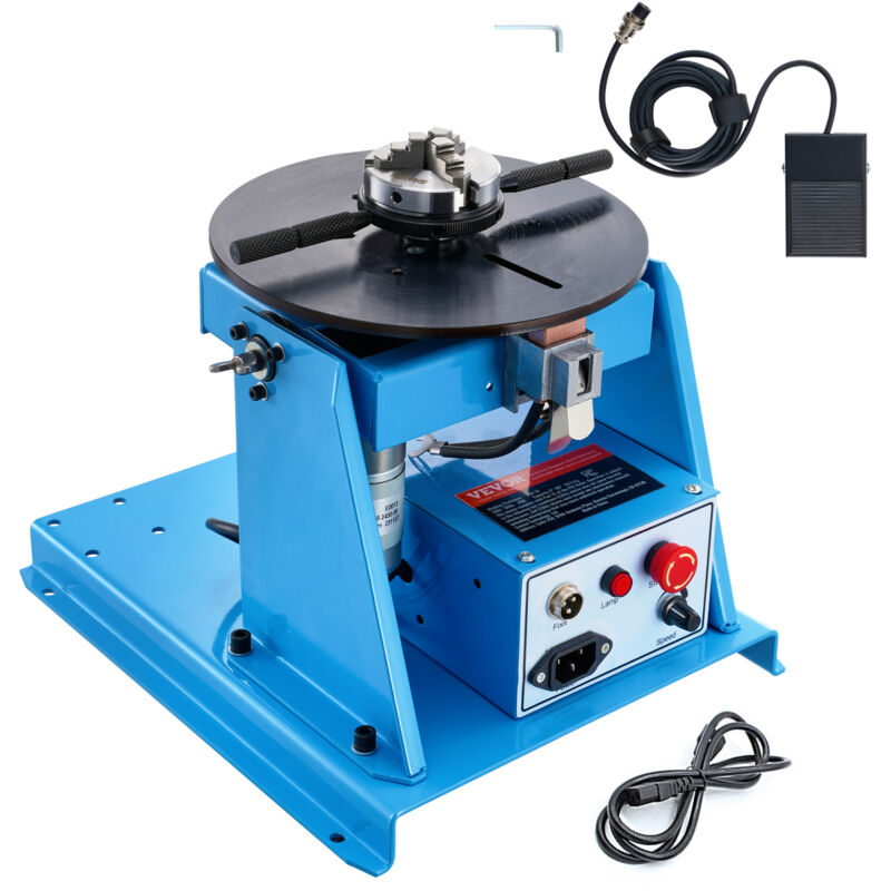 VEVOR Schweißdrehtisch 20 W Schweißpositionierer 1-12 U/min Manipulator 10 kg(Horizontal)/5 kg(vertikal) Drehtisch 0–90° Neigungswinkel K01-63 Dreibackenfutter zum Schneiden, Schleifen, Montieren