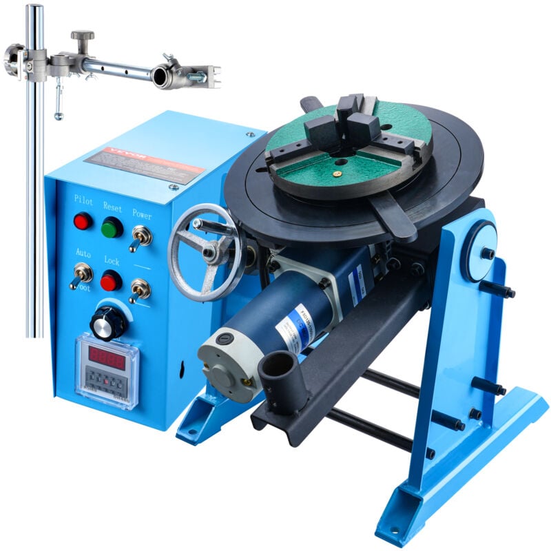 Vevor Positionneur de soudage rotatif 50 kg, table tournante de positionnement 0-90 ° 0,5-6 tr/min 120 w, mandrin de tour a 3 machoires 315 mm