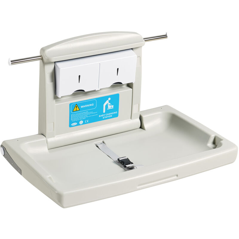 Mophorn - Poste à langer mural, table à langer pliable avec sangles de sécurité et tiges de suspension, pour salles de bains commerciales et crèches