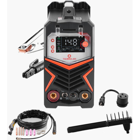Mophorn Poste à souder TIG 205 A, équipé d'un grand écran LED, avec modes DC TIG, DC Pulse TIG et MMA (Stick), soudeur électrique doté d'un démarrage haute fréquence et technologie onduleur IGBT