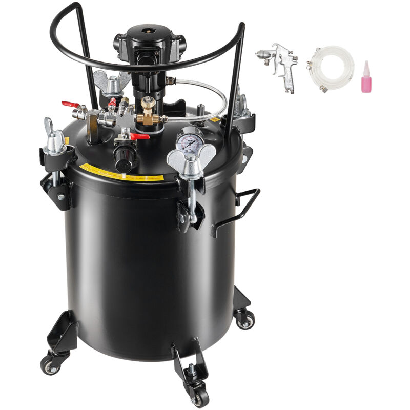 Pot de peinture sous pression, réservoir de 30 L/7,5 Gal avec agitation automatique, pression réglable de 70 psi, pistolet pulvérisateur et tuyaux