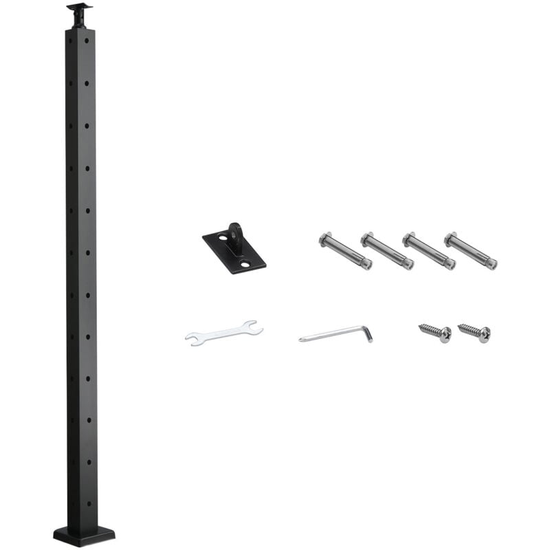 Mophorn - Poteau de garde-corps, 1067x25,4x50,8 mm, poteau pour rampe d'escalier à câble avec trous pré-percés en l, support horizontal et incurvé,