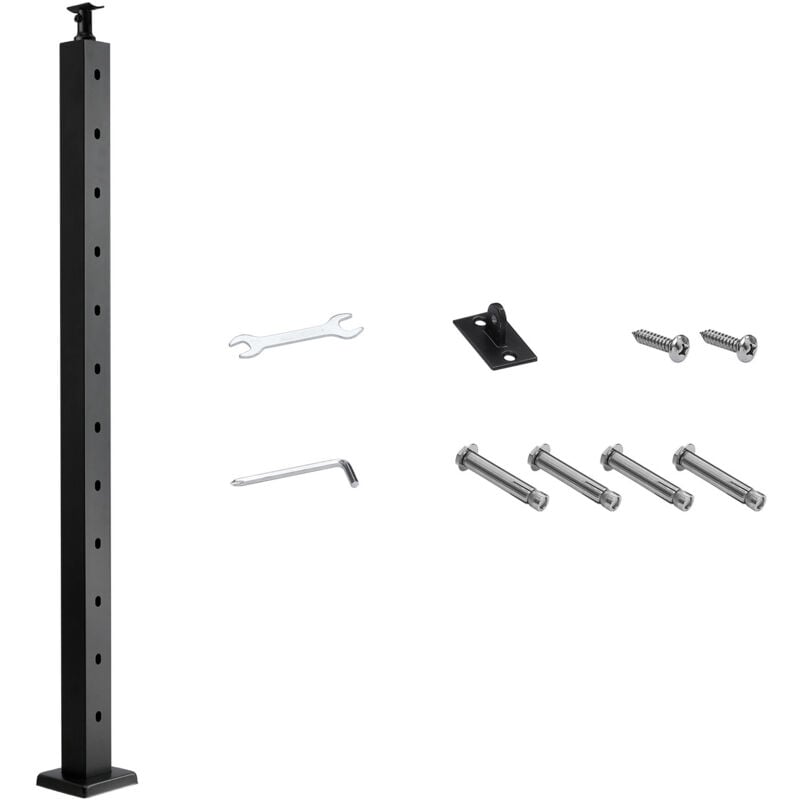 Mophorn - Poteau de garde-corps, 1067x50,8x50,8 mm, poteau pour rampe d'escalier à câble, avec trous pré-percés à 30°, support horizontal et courbé,