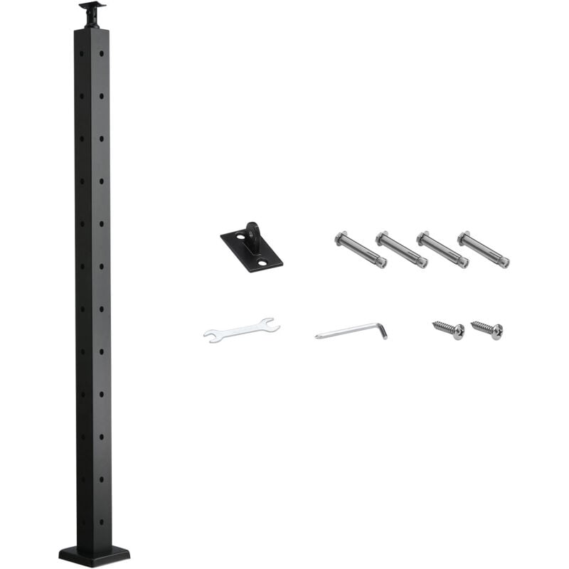 Mophorn - Poteau pour garde-corps, 1067x50,8x50,8 mm, poteau pour rampe d'escalier à câble avec trous pré-percés, acier inoxydable, support