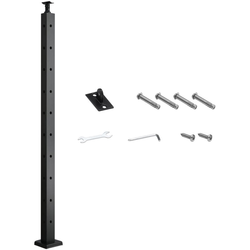 Mophorn - Poteau pour garde-corps, 914 x 25,4 x 50,8 mm, poteau de rampe d'escalier à câble avec trous pré-percés, support horizontal et courbé,