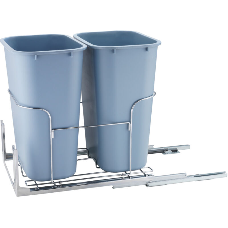 Mophorn - Poubelle coulissante, 2 bacs doubles de 35 l, poubelle de cuisine sous-montable avec kit de montage coulissant et porte, capacité de charge