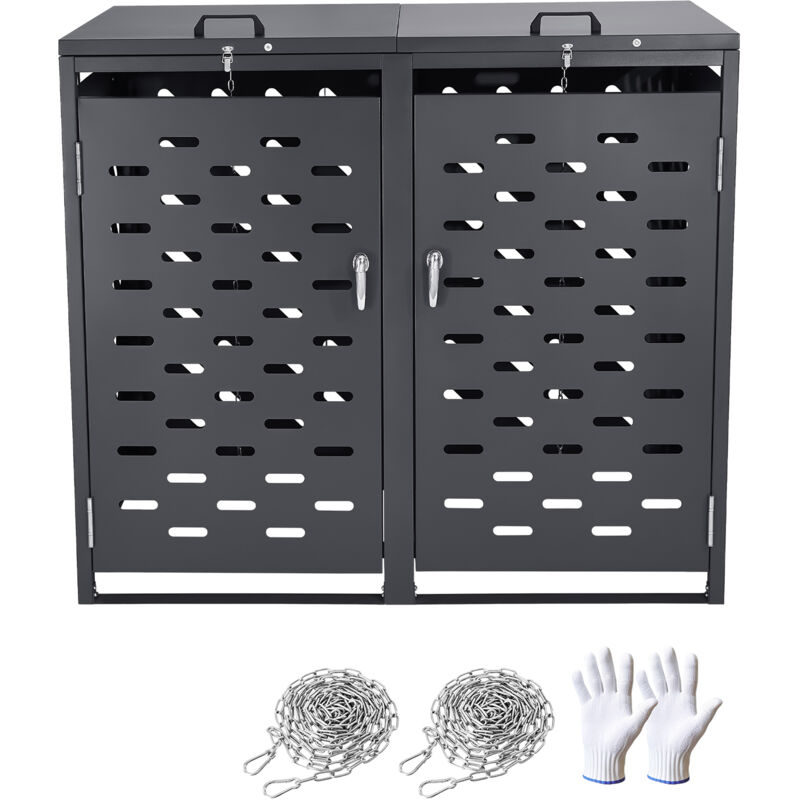 Poubelle de rangement, 2 x 52,79 gallons, abri extérieur étanche, armoire verrouillable horizontale avec couvercle à chaîne - Mophorn