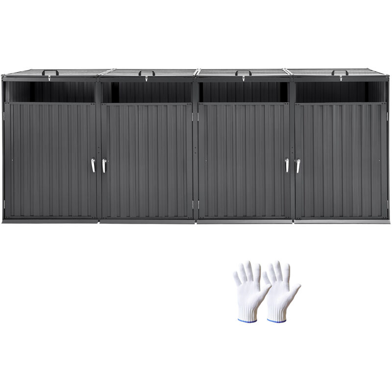 Mophorn - Poubelle de rangement, 4 x 52,79 gallons, abri pour poubelles d'extérieur, armoire verrouillable et étanche en acier galvanisé pour jardin,