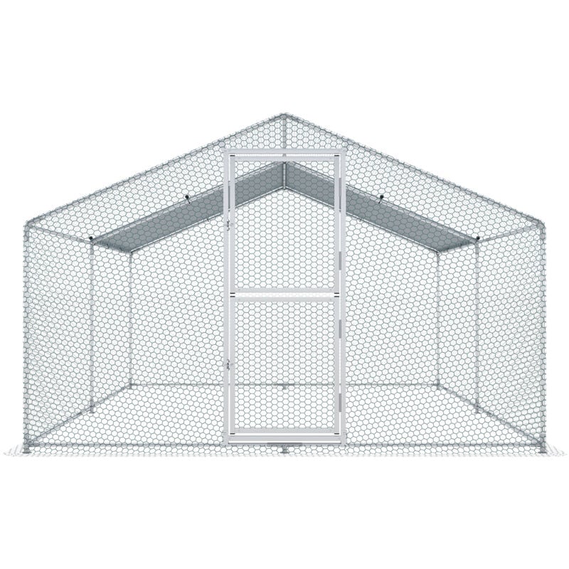 Poulailler en métal , 13,1 x 9,8 x 6,6 pi, grand enclos à volailles, couverture imperméable et maille de protection pour ferme, arrière-cour, poule,