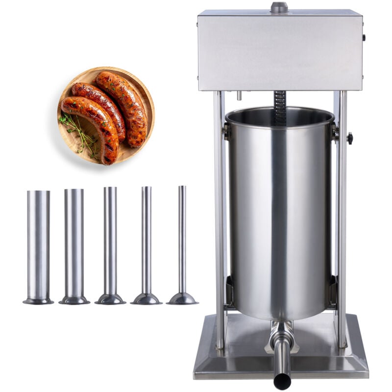 Poussoir à saucisses électrique, Poussoir à viande vertical 25 l, moteur 400 w, contrôle de vitesse en continu, acier inoxydable 304, 5 tubes de