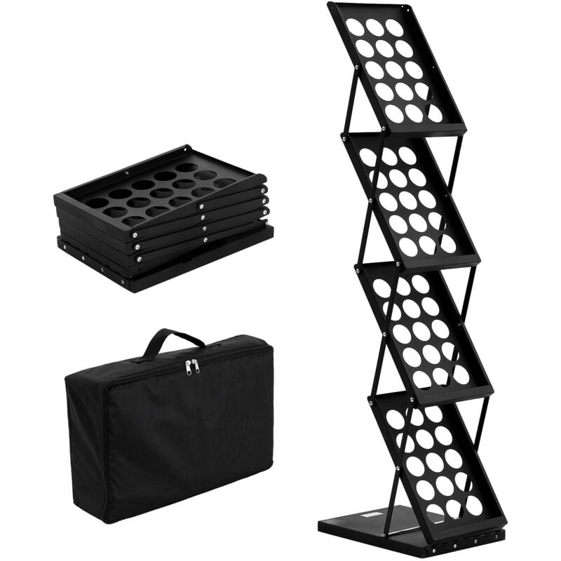 Présentoir à magazines pliable à 4 niveaux, présentoir à brochures portable avec sac de transport pour bureau, salon professionnel, exposition – 4