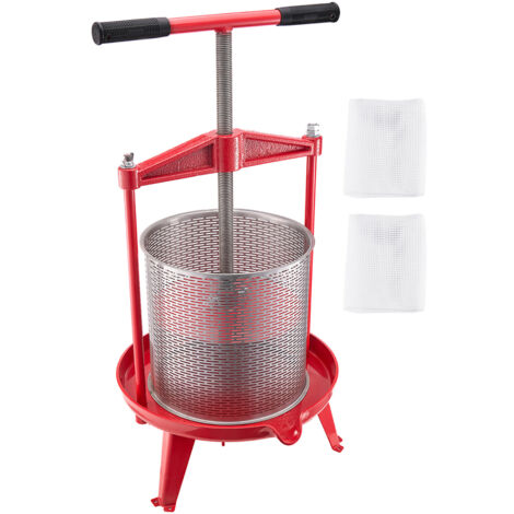 Mophorn Pressa manuale per vino da 3,69 galloni/14 litri, cestello in acciaio inossidabile con trave trasversale e design triangolare stabile, spremiagrumi per la preparazione di sidro, mele.