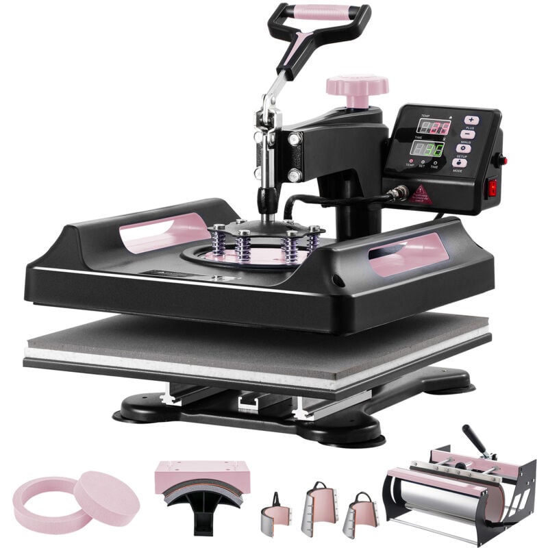 Presse à chaleur 8 en 1, 38,1 x 38,1 cm, machine de transfert de chaleur avec presse à gobelet de 850,5 g, revêtement en téflon, commande numérique,