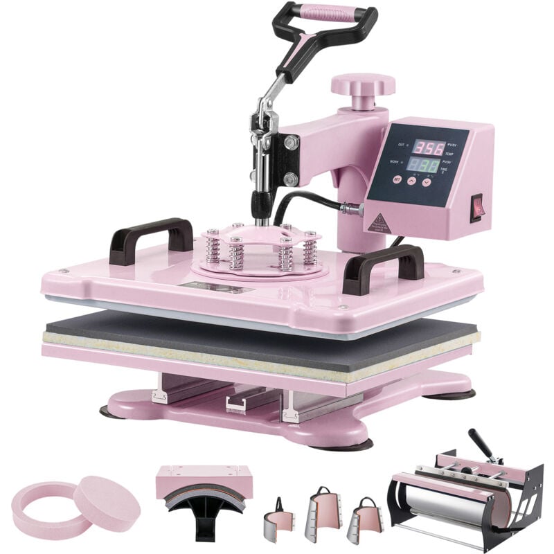 Presse à chaud, 12 x 15 pouces, 8 en 1, rose - Personnalisez vos chemises et plus encore - Mophorn