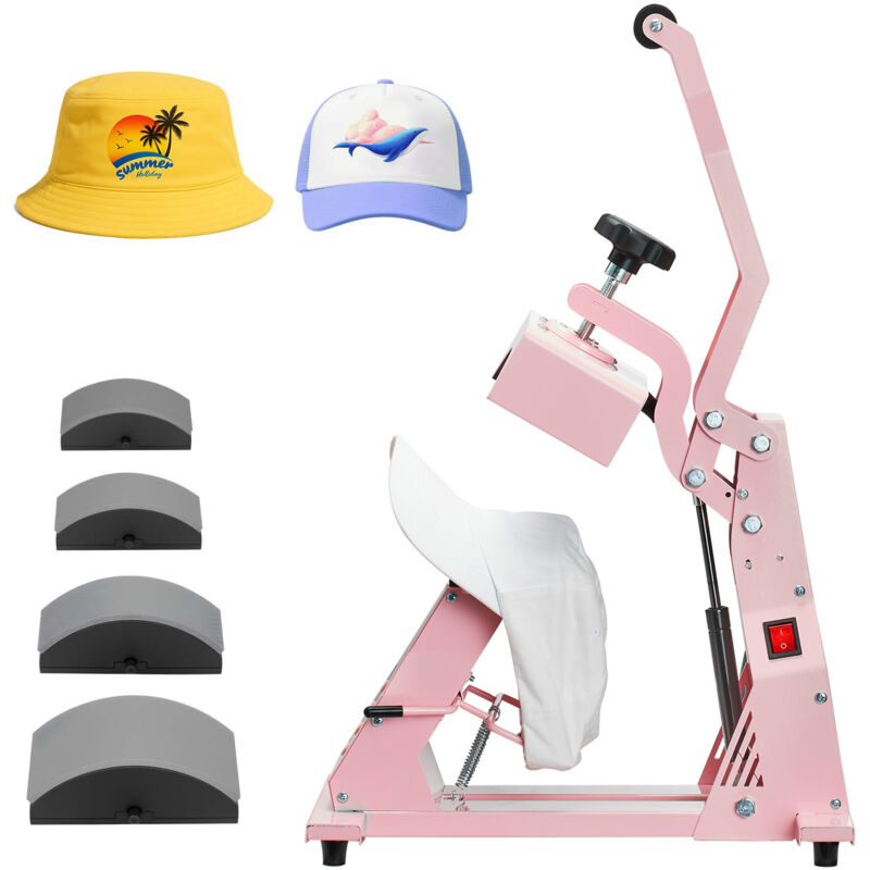 Mophorn Presse à chaud pour casquettes et chapeaux, machine de transfert thermique avec 4 platines interchangeables, contrôle précis de la