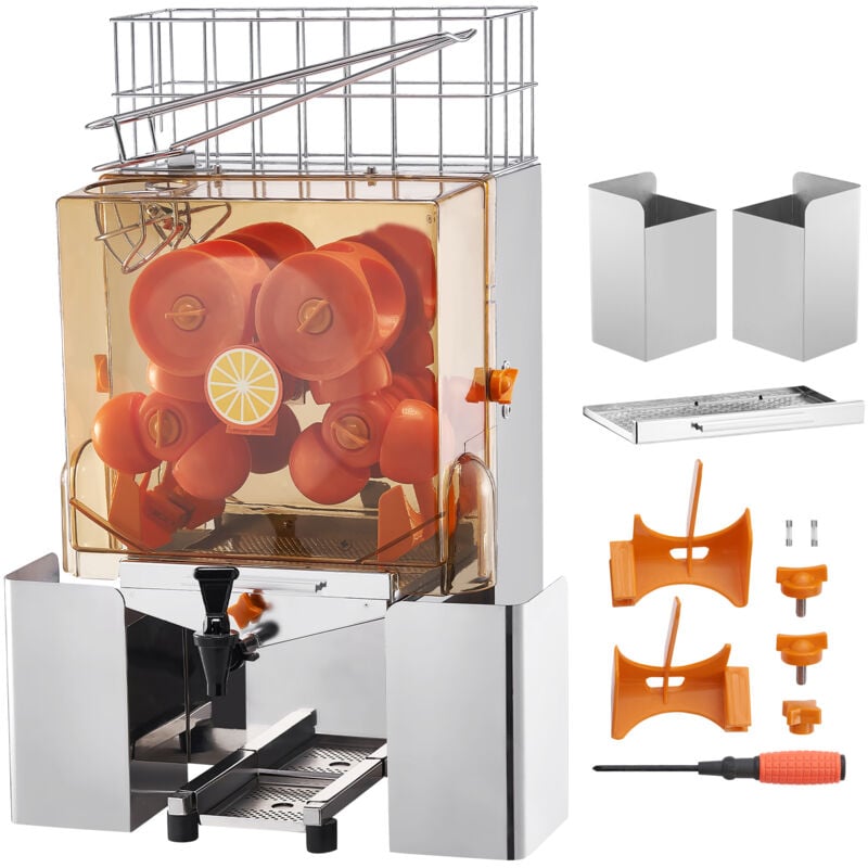 Mophorn - Presse-agrumes commercial , 120 w, automatique. Extrait le jus avec un robinet d'eau. Acier inoxydable. Presse 20 oranges/minute. Avec