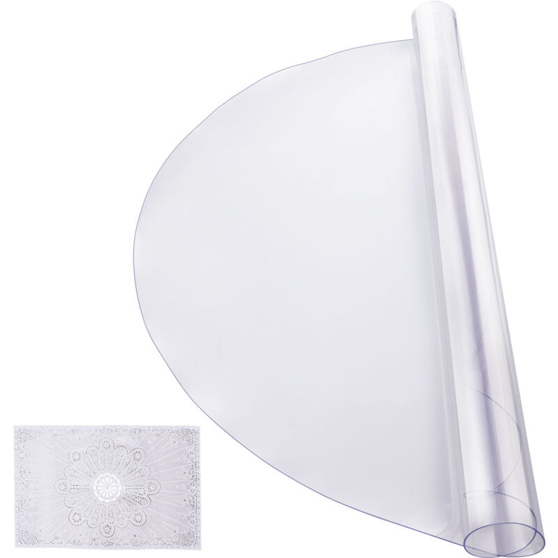 Protection de table en plastique, 106 x 106 cm, 2 mm d'épaisseur, sous-main rond en pvc, imperméable et facile à nettoyer pour bureau, table à