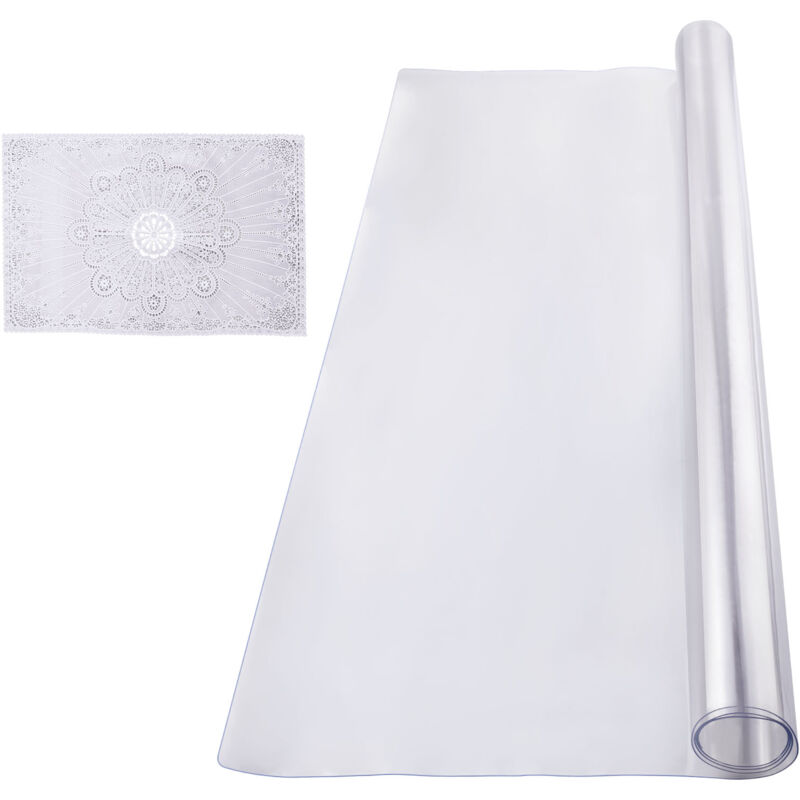 Mophorn Protection de table en plastique, 91 x 122 cm, 1,5 mm d'épaisseur, tapis de bureau imperméable, nappe facile à nettoyer pour bureau, salle à