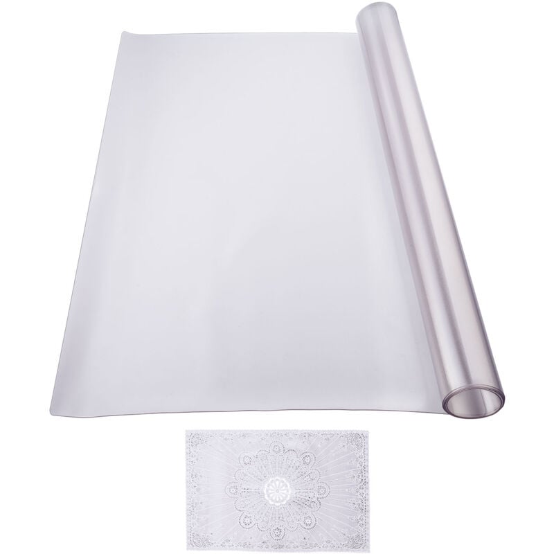 Mophorn - Protection de table en plastique, 91 x 152 cm, 1,5 mm d'épaisseur, tapis de bureau imperméable, nappe facile à nettoyer pour bureau, salle