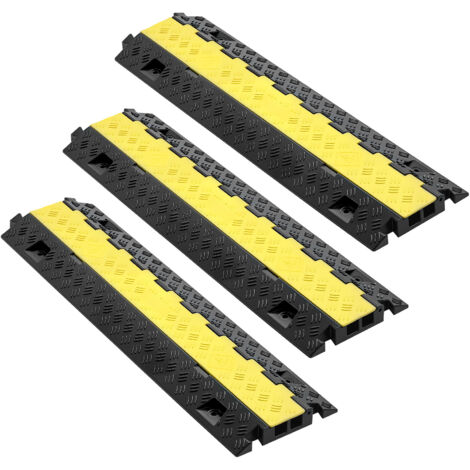 Mophorn Protector de cables de suelo con 2 canales de 31 x 28 mm, capacidad de carga de 9979 kg, rampa para uso en interiores, exteriores, hogar, oficina y almacén, paquete de 3 unidades