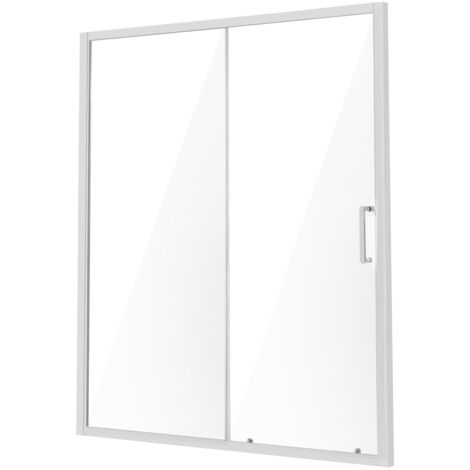 Mophorn Puerta de ducha semisin marco : 57,7-59" de ancho x 70" de alto, acabado cromado con vidrio templado transparente de 1/4", resistente al agua, irrompible, resistente a las manchas NANO