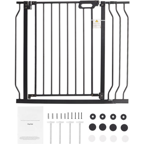 Mophorn Puerta para bebés , 29,5"39" de ancho extra, 30" de alto, puerta de seguridad para mascotas y niños, fácil de atravesar con cierre automático, presión y kits de montaje en pared, para escalera
