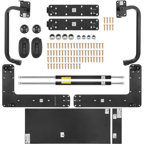 Mophorn Queen Size Murphy Bed Kit, Vertical Deluxe DIY Wall Bed Hardware, Pneumatic Lever, Heavy Duty Frame, Space Saving Folding Cabinet