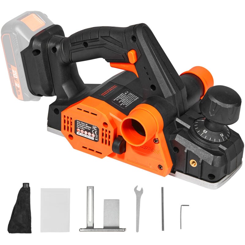 Mophorn - Raboteuse électrique sans fil - Idéale pour le travail du boisLa raboteuse de 3-1/4' de largeur fonctionne à 16500 tr/min. Profondeur de
